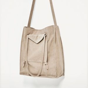ZARA | NWT Tan Suede Tote Bag